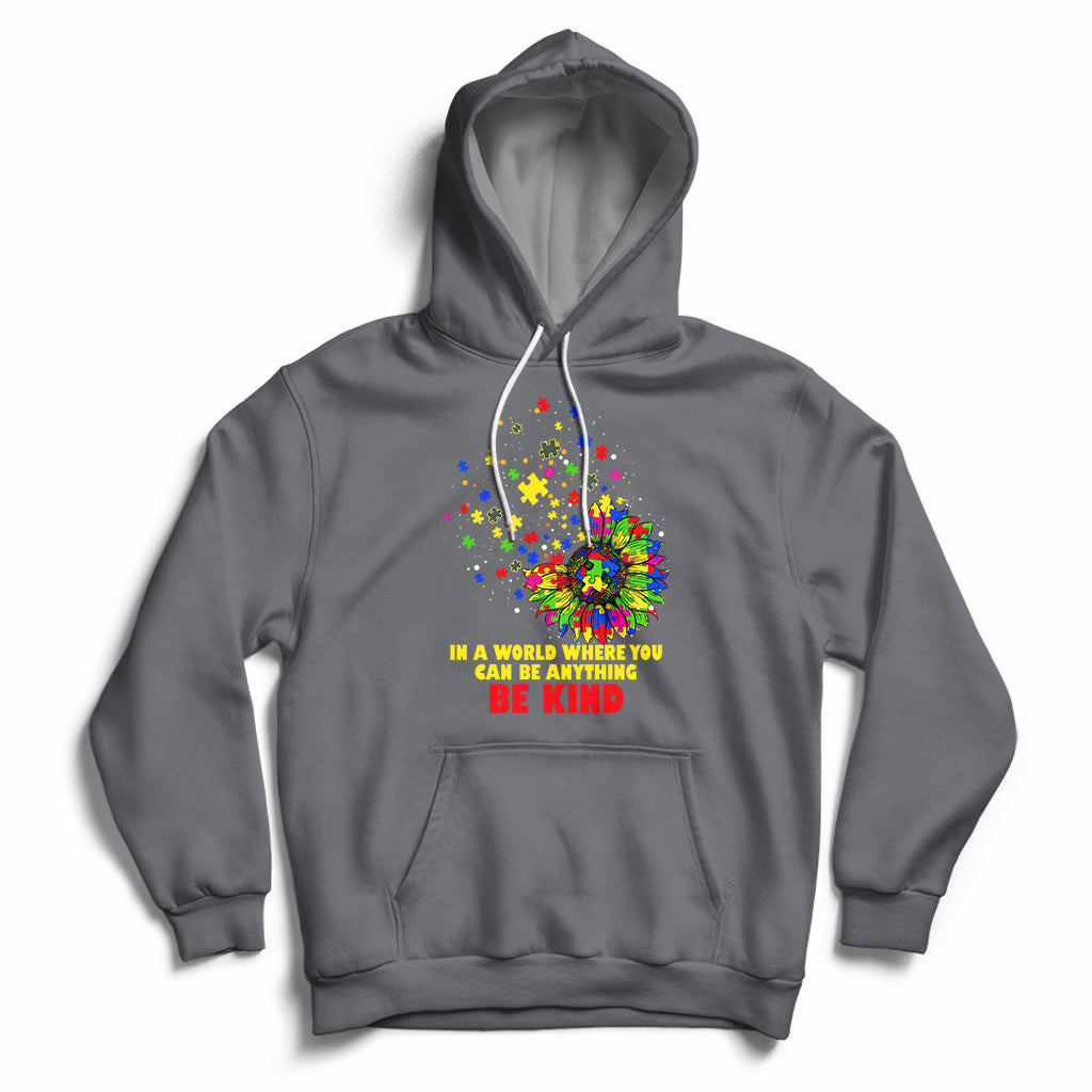 Autism Awareness Be Kind Sunflower Puzzle Autistic Support Hoodie - Wonder Print Shop