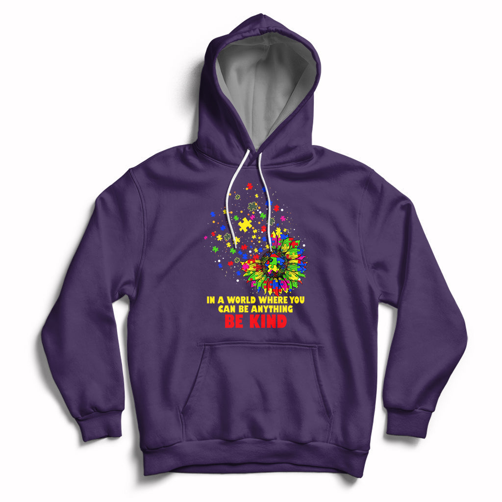 Autism Awareness Be Kind Sunflower Puzzle Autistic Support Hoodie - Wonder Print Shop