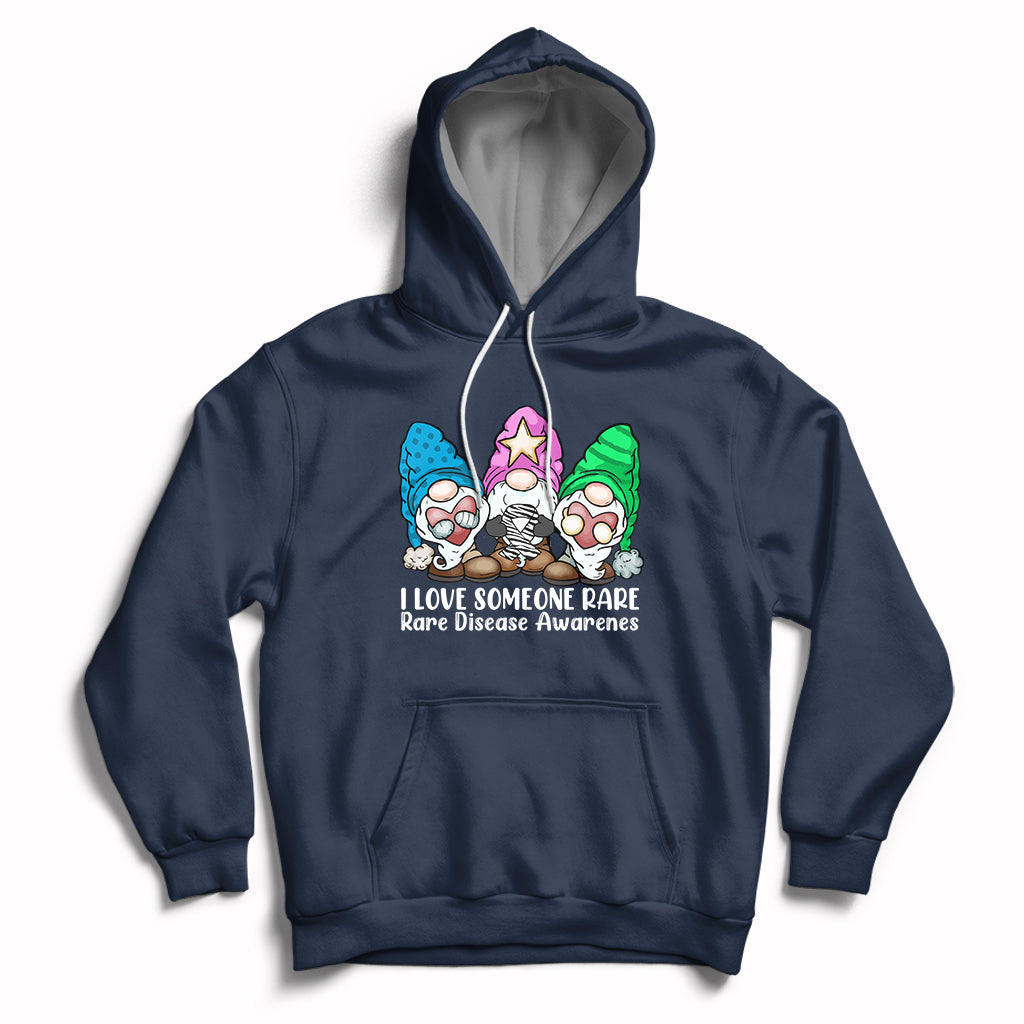 Navy pullover hoodie with zebra-themed cartoon graphic and awareness text on chest