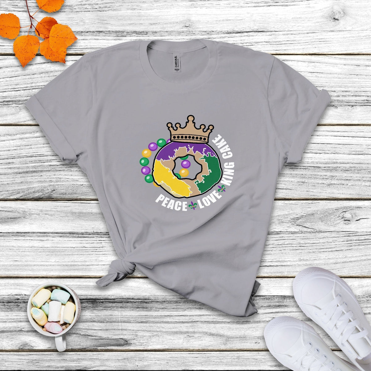 Peace Love King Cake Mardi Gras Party Carnival Costume T Shirt - Wonder Print Shop