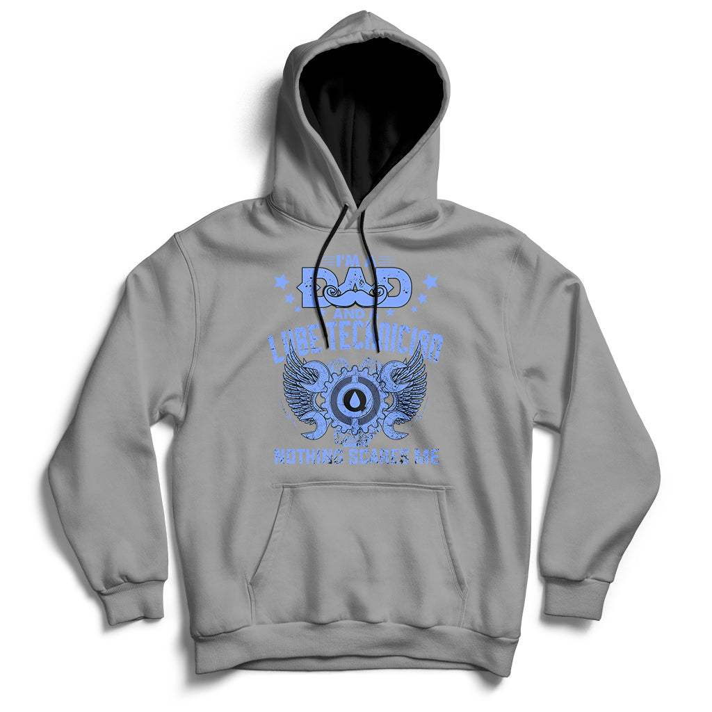 Gray hoodie with front graphic and text "NOTHING SCARES ME"