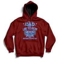 Maroon hoodie with front graphic and text "NOTHING SCARES ME"