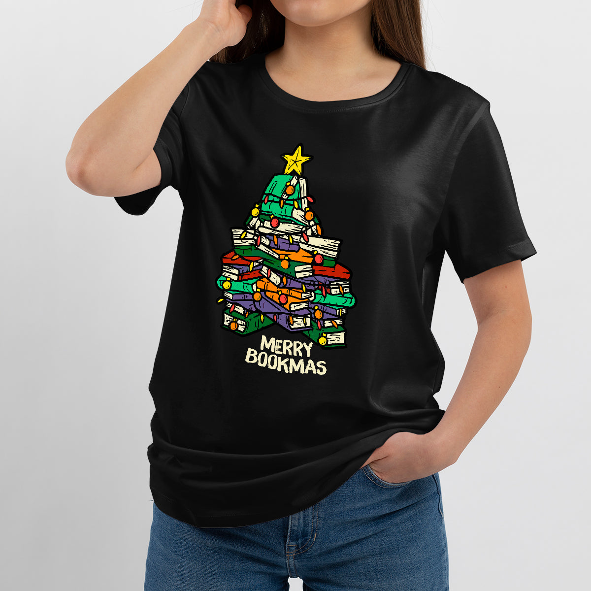 Merry Bookmas Christmas Library Tree Shirt Reading, Bookmas Christmas T Shirt - Wonder Print Shop