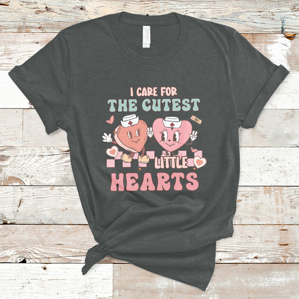 I Care For Cutest Little Hearts Retro Valentines For Nurse T Shirt - Wonder Print Shop