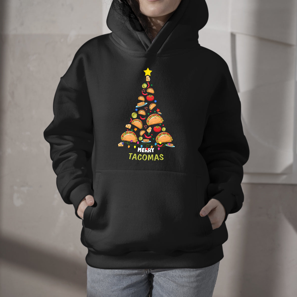 Funny Merry Tacomas Ugly Christmas Tree Xmas, Christmas Tree Hoodie - Wonder Print Shop