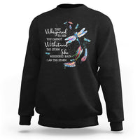 Black adult crewneck sweatshirt with colorful dragonfly graphic on the front