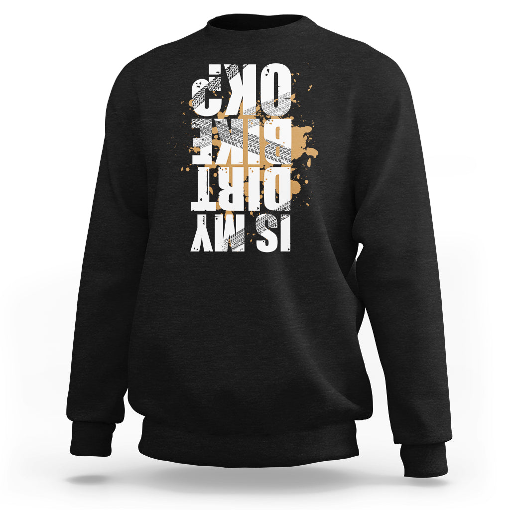 Black crewneck sweatshirt with distressed front graphic print, long sleeves and ribbed cuffs