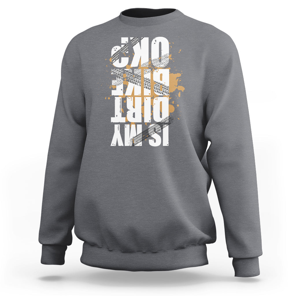 Light gray crewneck sweatshirt with distressed front graphic print, long sleeves and ribbed cuffs