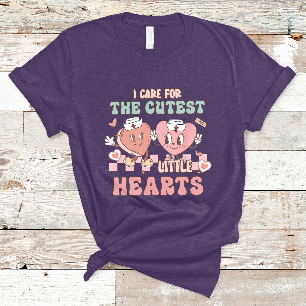 I Care For Cutest Little Hearts Retro Valentines For Nurse T Shirt - Wonder Print Shop