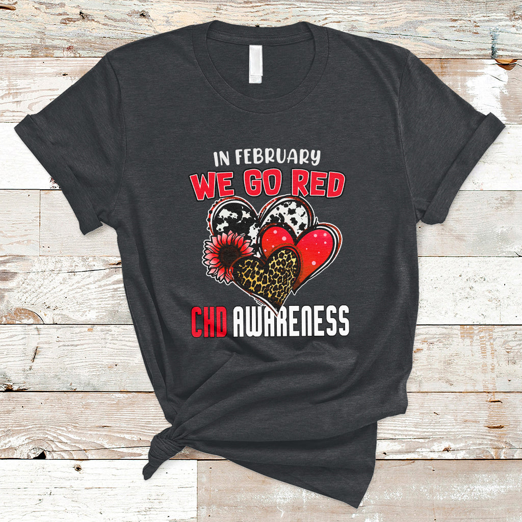 In February We Go Red Heart Disease Awareness Hope Love Cure T-Shirt - Wonder Print Shop
