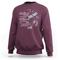 Maroon adult crewneck sweatshirt with colorful dragonfly graphic on the front