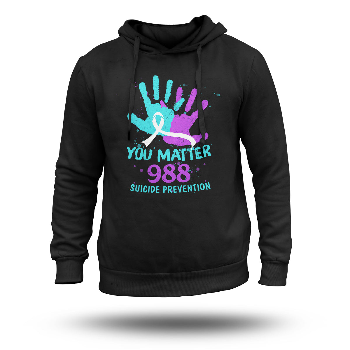 You Matter 988 Suicide Prevention Teal and Purple Ribbon, Awareness Hoodie - Wonder Print Shop
