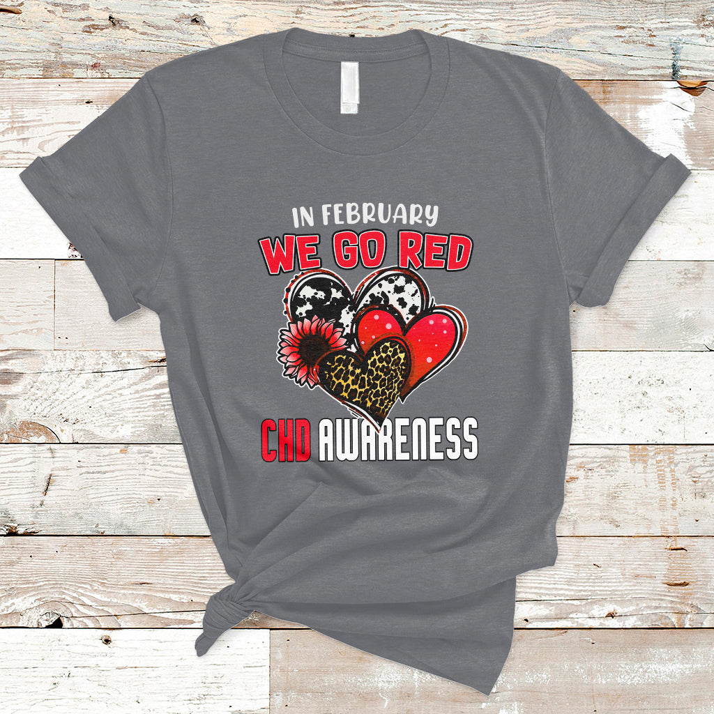 In February We Go Red Heart Disease Awareness Hope Love Cure T-Shirt - Wonder Print Shop