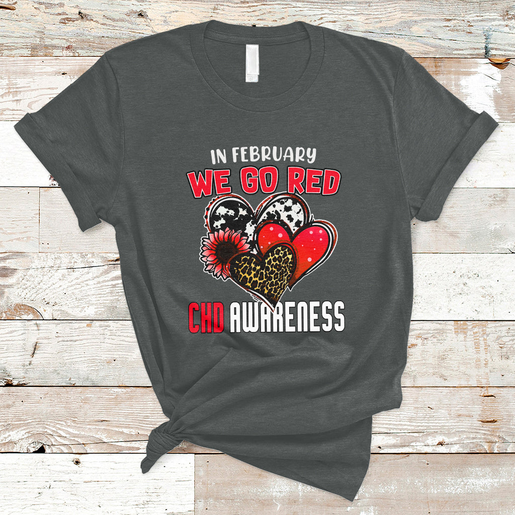 In February We Go Red Heart Disease Awareness Hope Love Cure T-Shirt - Wonder Print Shop
