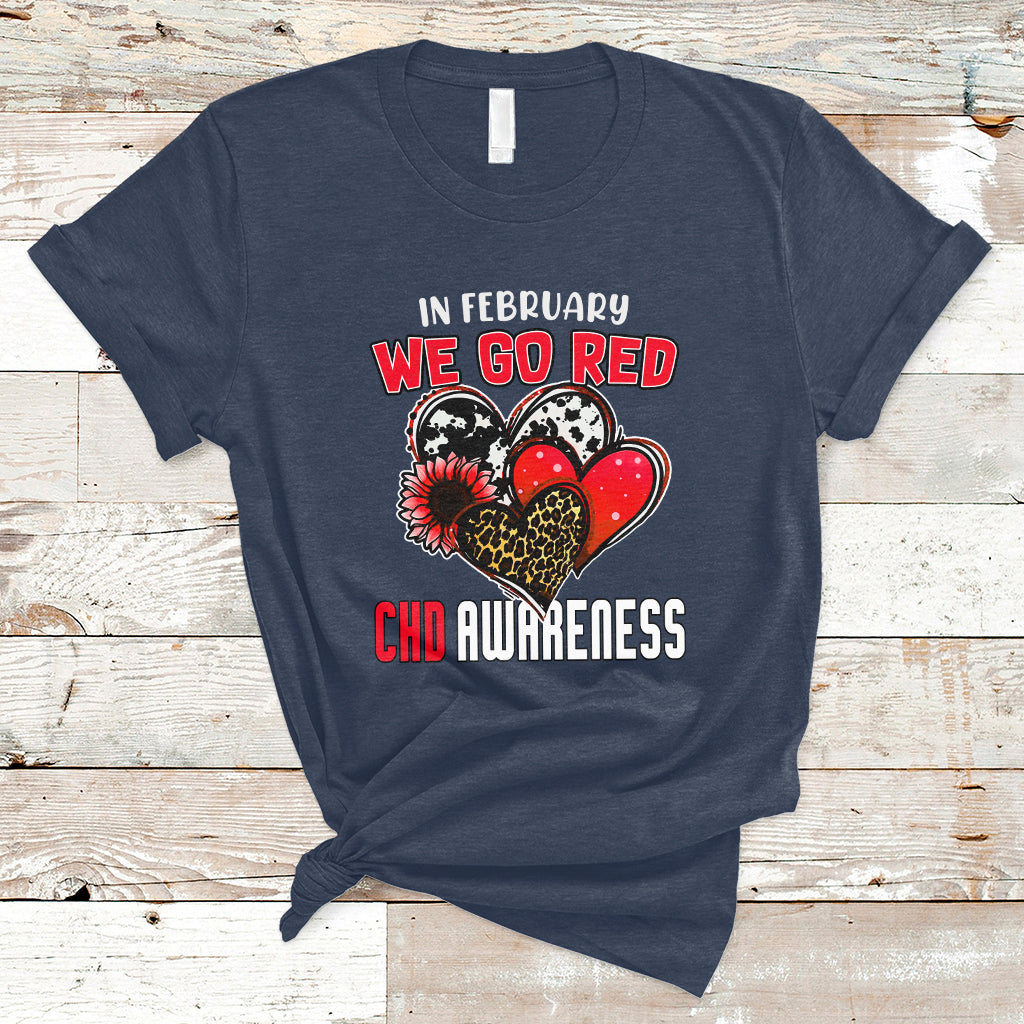 In February We Go Red Heart Disease Awareness Hope Love Cure T-Shirt - Wonder Print Shop