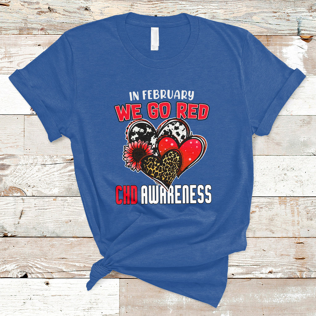 In February We Go Red Heart Disease Awareness Hope Love Cure T-Shirt - Wonder Print Shop