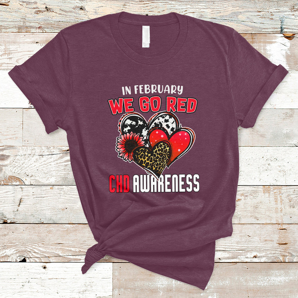 In February We Go Red Heart Disease Awareness Hope Love Cure T-Shirt - Wonder Print Shop