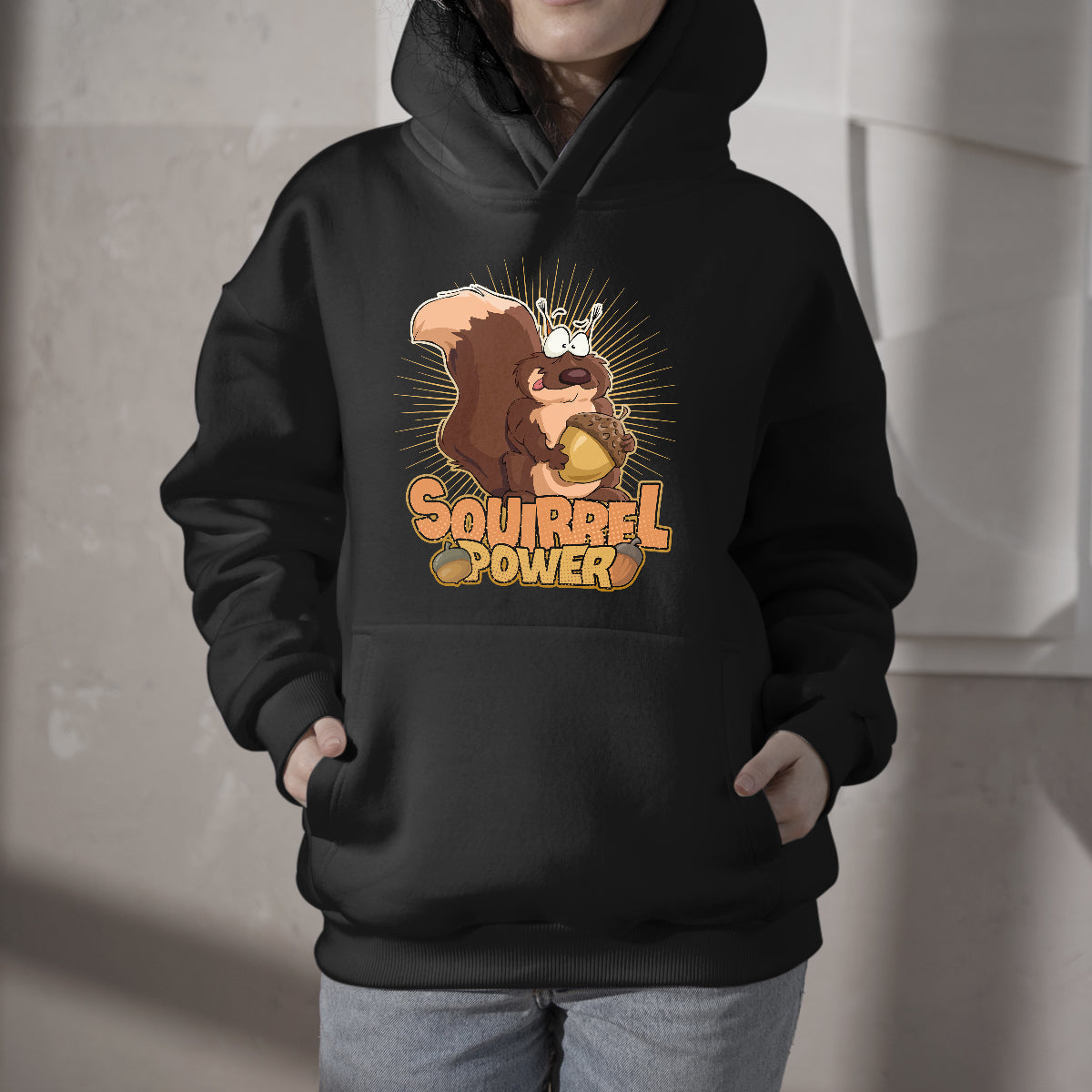 Cute Squirrel Power Animal Lover Squirrel Saying, Funny Souirrel Hoodie - Wonder Print Shop