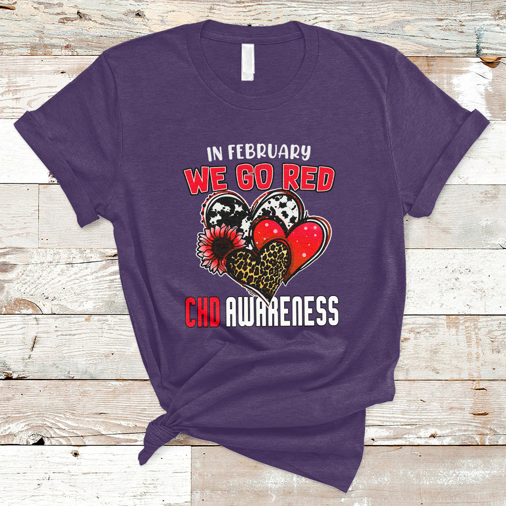 In February We Go Red Heart Disease Awareness Hope Love Cure T-Shirt - Wonder Print Shop