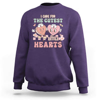 I Care For Cutest Little Hearts Retro Valentines For Nurse Sweatshirt - Wonder Print Shop