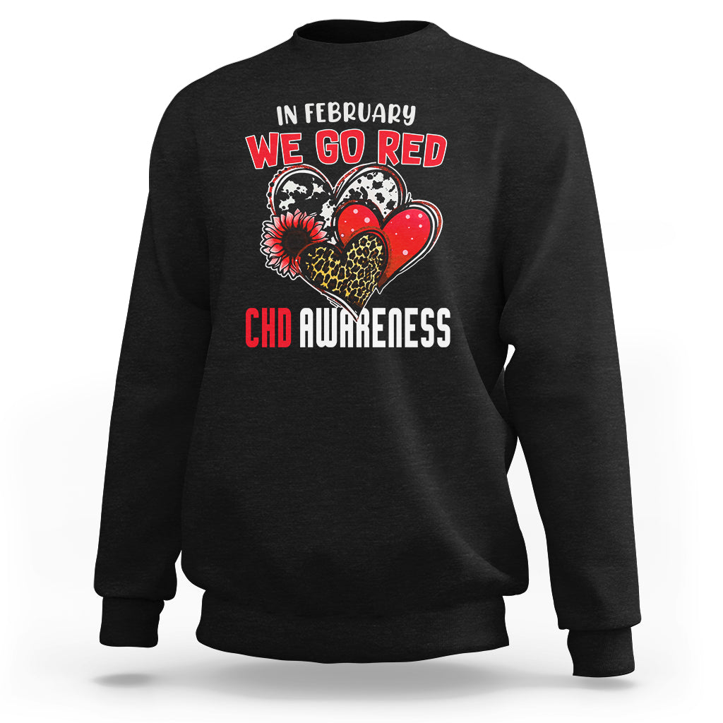 In February We Go Red Heart Disease Awareness Hope Love Cure Sweatshirt - Wonder Print Shop