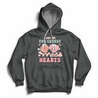 I Care For Cutest Little Hearts Retro Valentines For Nurse Hoodie - Wonder Print Shop