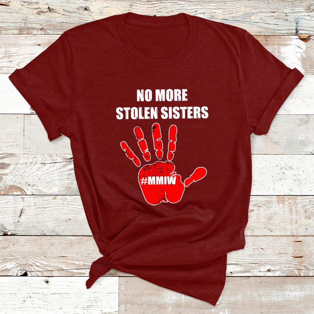 No More Stolen Sisters Native American Stop Mmiw Red Hand T Shirt - Wonder Print Shop