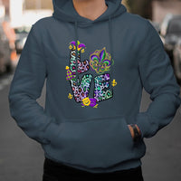 Love Mardi Gras Leopard Mardi Gras Costume Carnival Beads And Bling Hoodie - Wonder Print Shop