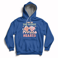 I Care For Cutest Little Hearts Retro Valentines For Nurse Hoodie - Wonder Print Shop