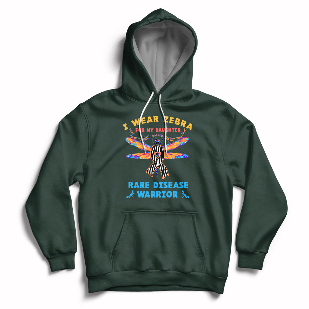 I Wear Zebra For My Daughter Rare Disease Warrior Zebra Ribbon Rare Disease Hoodie - Wonder Print Shop