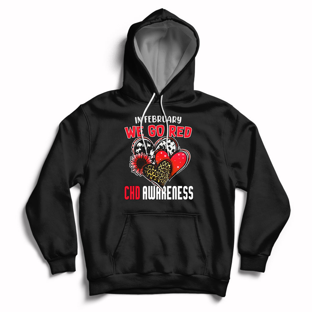 In February We Go Red Heart Disease Awareness Hope Love Cure Hoodie - Wonder Print Shop