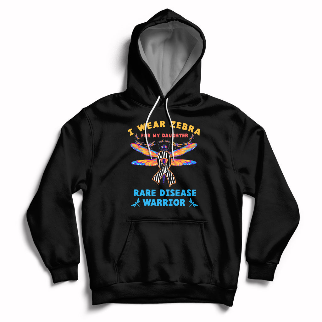 I Wear Zebra For My Daughter Rare Disease Warrior Zebra Ribbon Rare Disease Hoodie - Wonder Print Shop