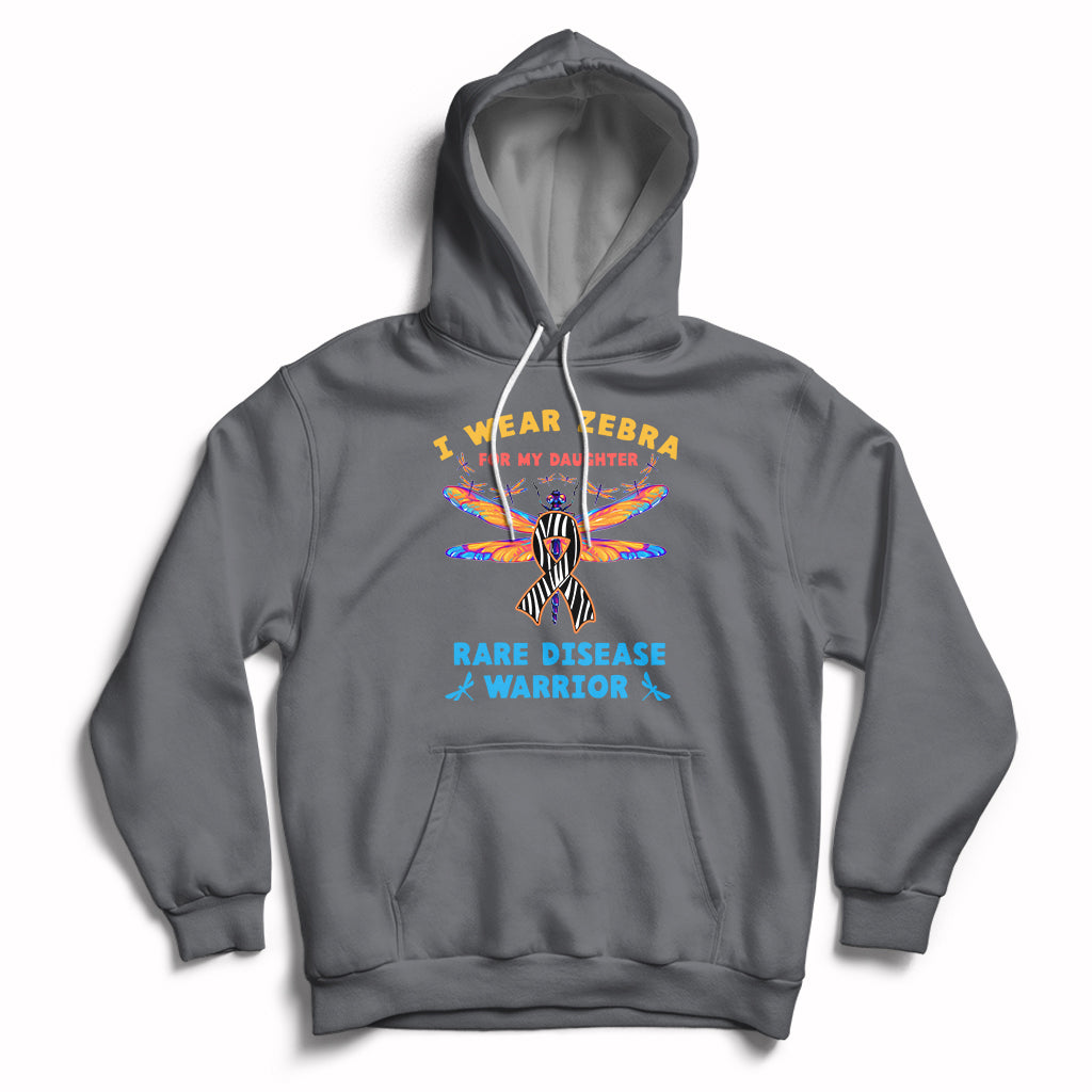 I Wear Zebra For My Daughter Rare Disease Warrior Zebra Ribbon Rare Disease Hoodie - Wonder Print Shop