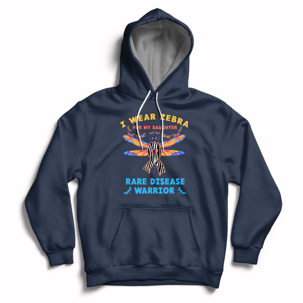 I Wear Zebra For My Daughter Rare Disease Warrior Zebra Ribbon Rare Disease Hoodie - Wonder Print Shop