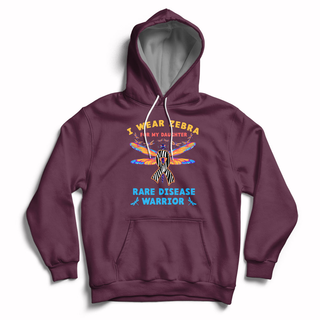 I Wear Zebra For My Daughter Rare Disease Warrior Zebra Ribbon Rare Disease Hoodie - Wonder Print Shop