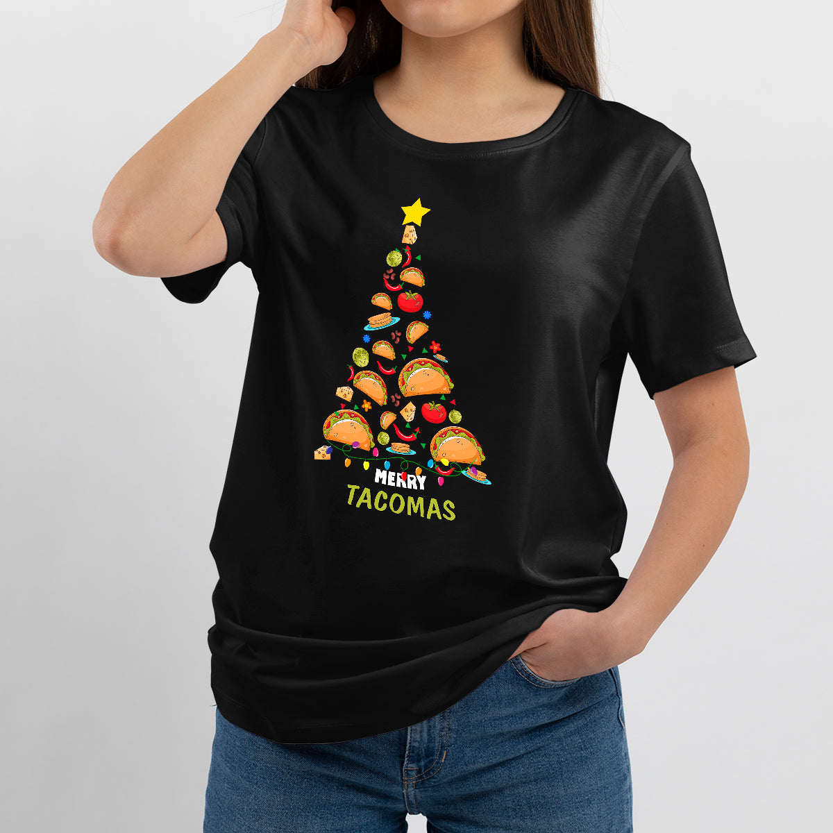 Funny Merry Tacomas Ugly Christmas Tree Xmas, Christmas Tree T Shirt - Wonder Print Shop