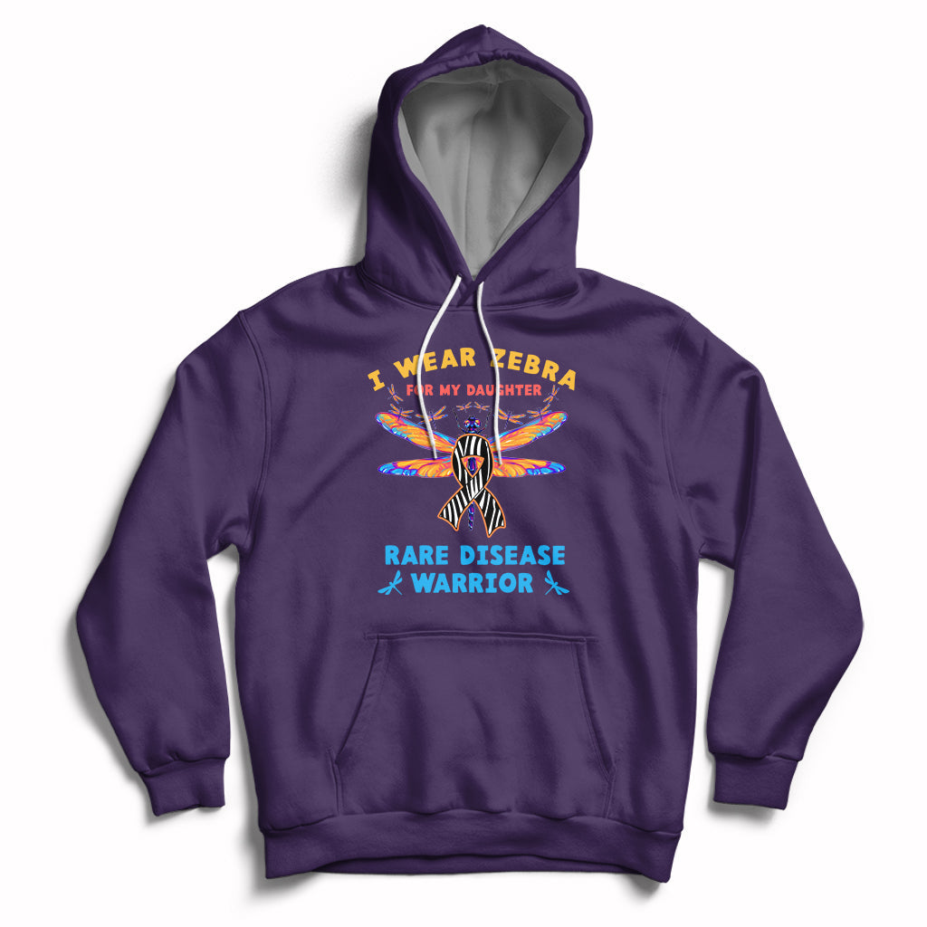 I Wear Zebra For My Daughter Rare Disease Warrior Zebra Ribbon Rare Disease Hoodie - Wonder Print Shop