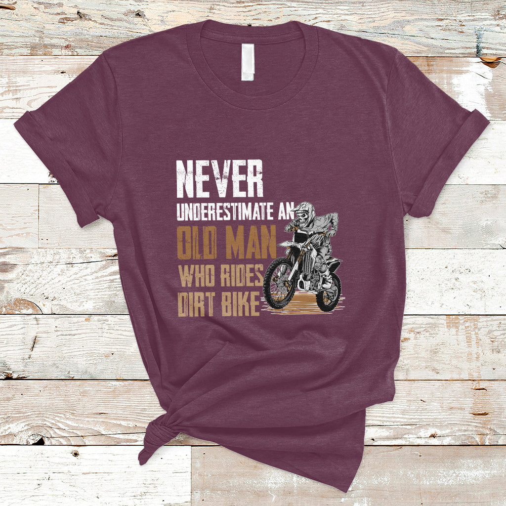 Funny Never Underestimate An Old Man Who Rides Dirt Bike T-Shirt - Wonder Print Shop