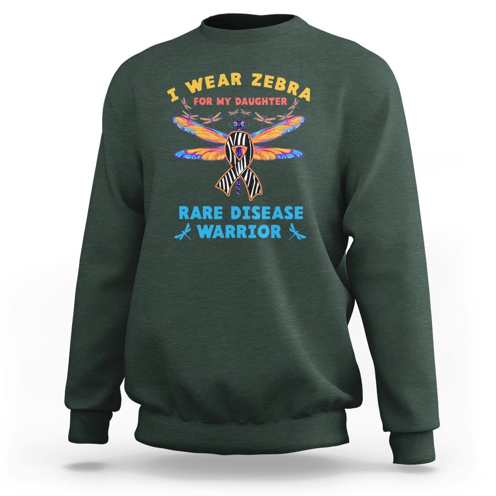 I Wear Zebra For My Daughter Rare Disease Warrior Zebra Ribbon Rare Disease Sweatshirt - Wonder Print Shop