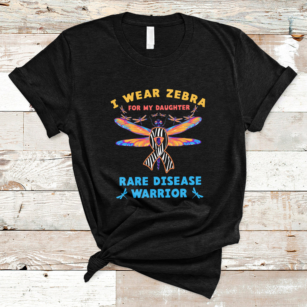 I Wear Zebra For My Daughter Rare Disease Warrior Zebra Ribbon Rare Disease T Shirt - Wonder Print Shop