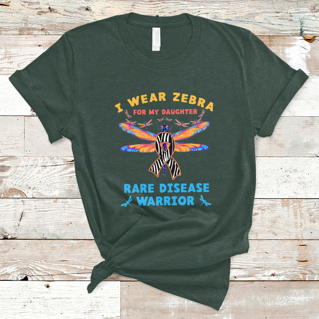 I Wear Zebra For My Daughter Rare Disease Warrior Zebra Ribbon Rare Disease T Shirt - Wonder Print Shop