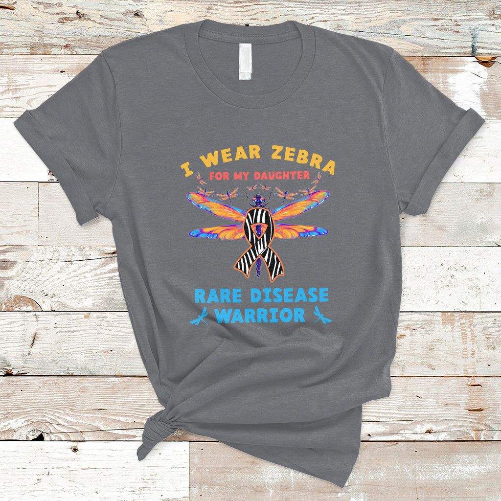 I Wear Zebra For My Daughter Rare Disease Warrior Zebra Ribbon Rare Disease T Shirt - Wonder Print Shop