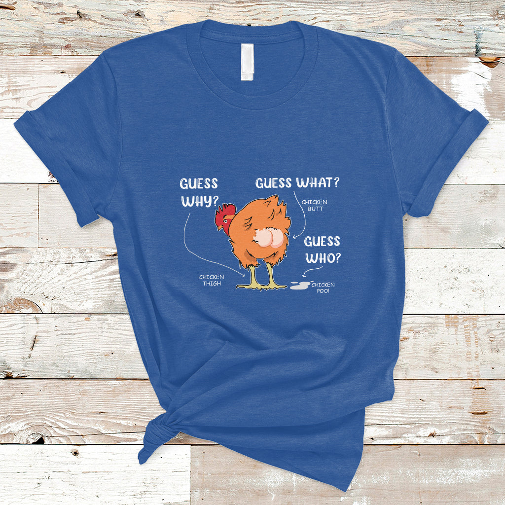 Funny Animal Farm Shirt Guess What Chicken Butt T Shirt - Wonder Print Shop