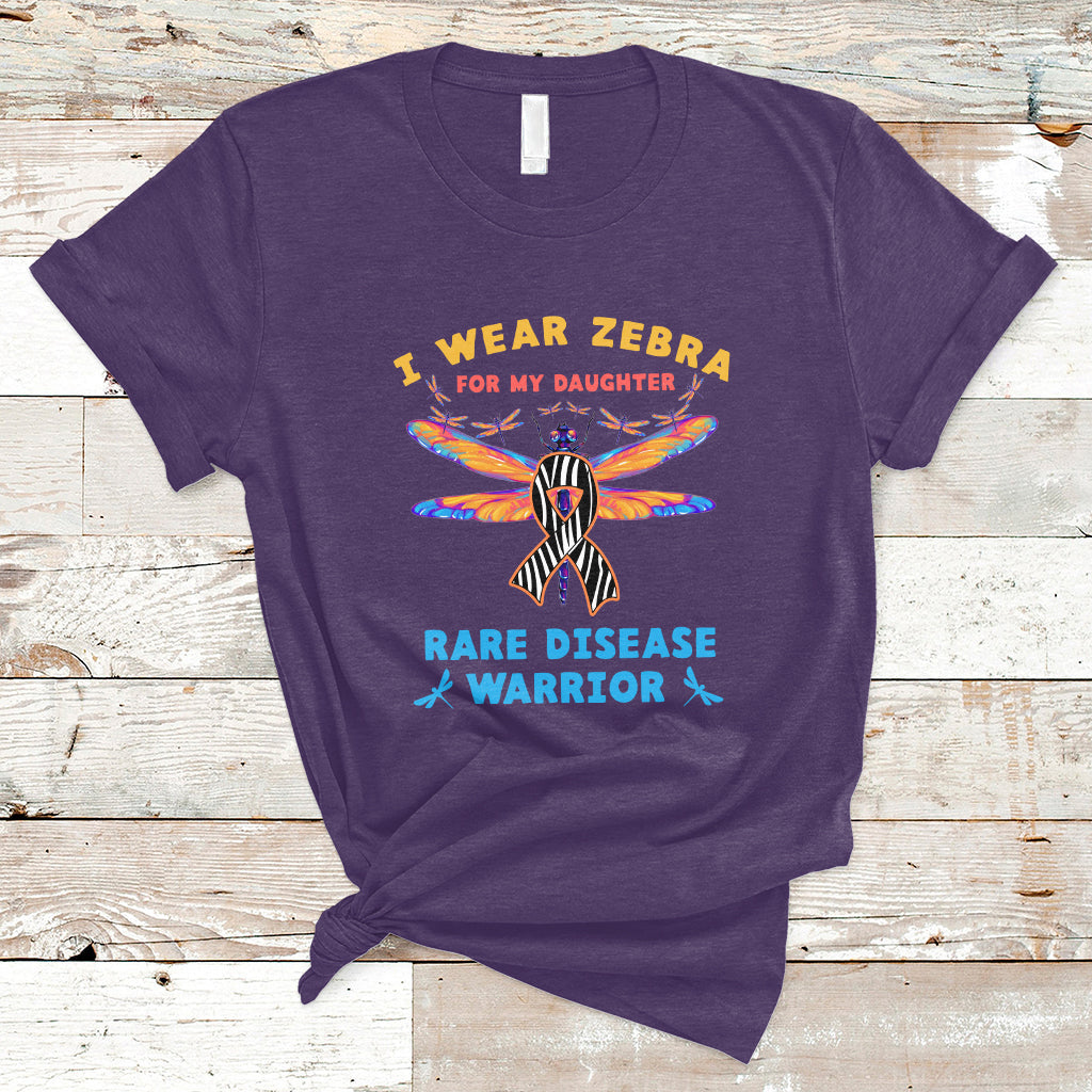 I Wear Zebra For My Daughter Rare Disease Warrior Zebra Ribbon Rare Disease T Shirt - Wonder Print Shop