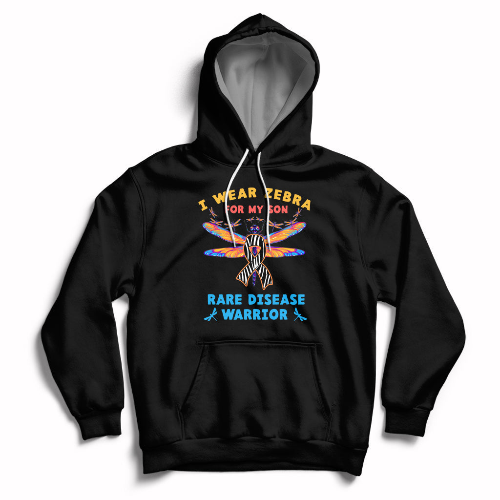 I Wear Zebra For My Son Rare Disease Warrior Zebra Ribbon Rare Disease Hoodie - Wonder Print Shop