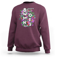 Happy 8th March International Women's Day Girl Floral Sweatshirt - Wonder Print Shop