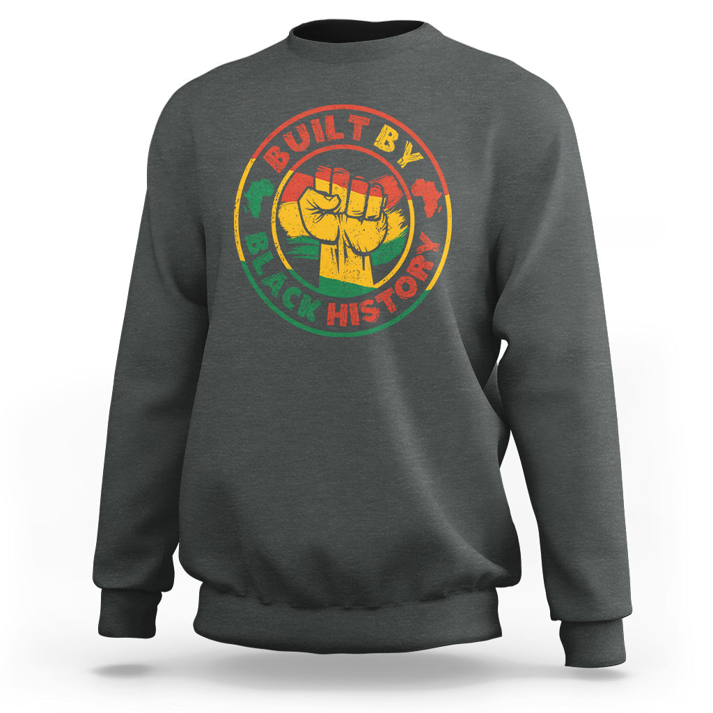 Dark gray adult sweatshirt with crew neck and circular fist graphic