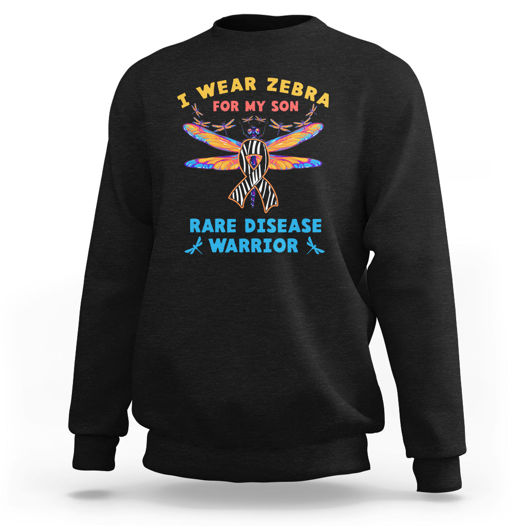 I Wear Zebra For My Son Rare Disease Warrior Zebra Ribbon Rare Disease Sweatshirt - Wonder Print Shop
