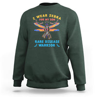 I Wear Zebra For My Son Rare Disease Warrior Zebra Ribbon Rare Disease Sweatshirt - Wonder Print Shop