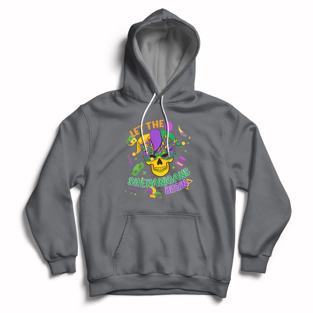 Let The Shenanigans Begin Mardi Gras Costume Mask Skull Hoodie - Wonder Print Shop